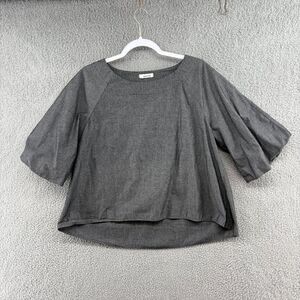 Mod Ref Balloon Sleeve Boxy Crop Top Gray Revolve Minimalist